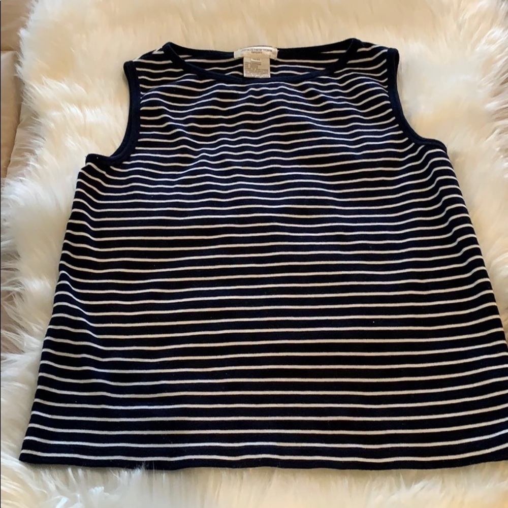 Jones New York Navy and White Striped Sleeveless Top